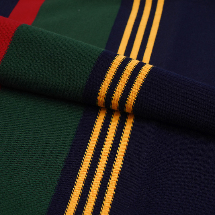 100% Cotton Thick And Breathable Striped Knit Fabric Soft Multi Colored For T Shirt