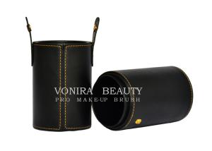 China Customized High Quality Leather Makeup Brush Holder Case Cosmetic Cylinder wholesale