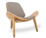 Modern Leisure Shell Chair Lounge Chair In Dark Brown Leather wood stool