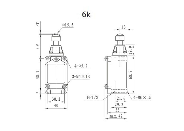 High Temperature Industrial Limit Switches Thermoplastic Roller Lever Mental Cast