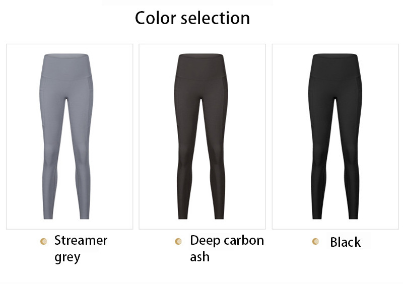 Hip Lifting High Waisted Tights Pants Nylon Women's Yoga Pants With Side Pockets