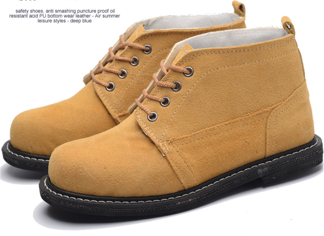High Top Martin Boots With Tire Bottom Anti-Smashing Steel Toed Suede Leather Welding Safety