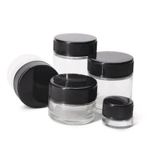 China Straight Sided Clear Amber Glass Cosmetic Jars Storage 5g 40g 80g 110g wholesale