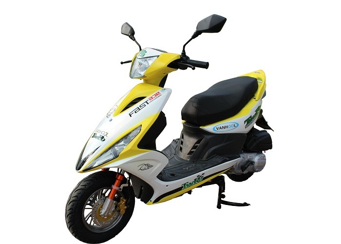 Disc / Drum Brake Gas Moped Scooter Yellow / White Plastic Body High Max Speed