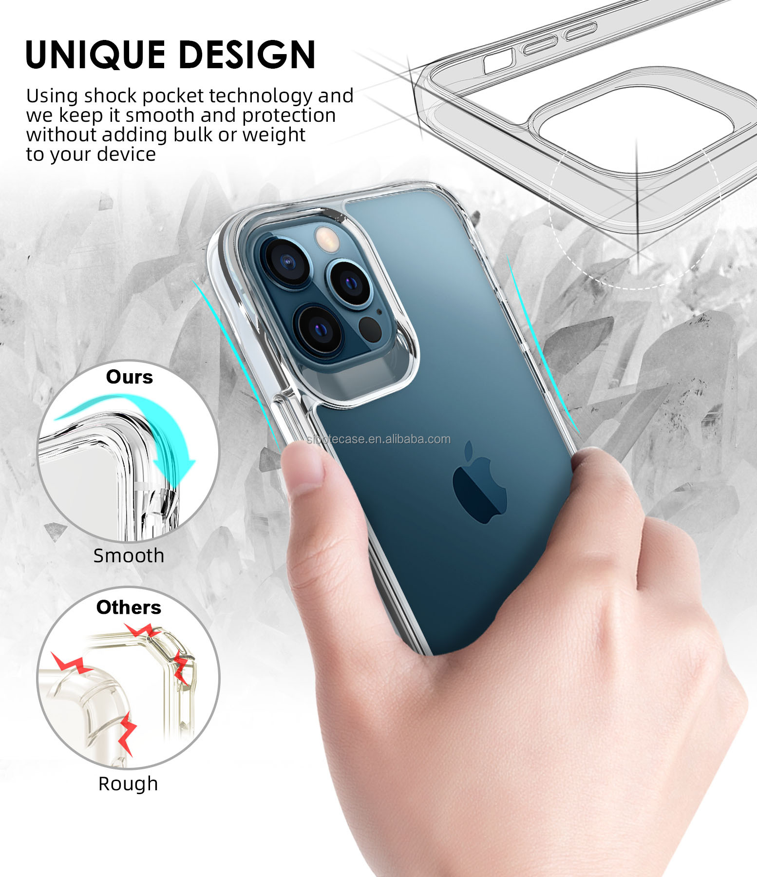Private Mold Shockproof TPU PC Clear Phone Case for iPhone 12 Samsung Huawei