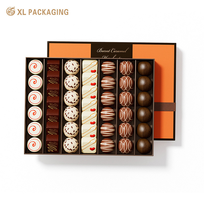Foil Stamping Logo Square Rectangle Candy Chocolate Packaging Box Luxury With Gold Insert