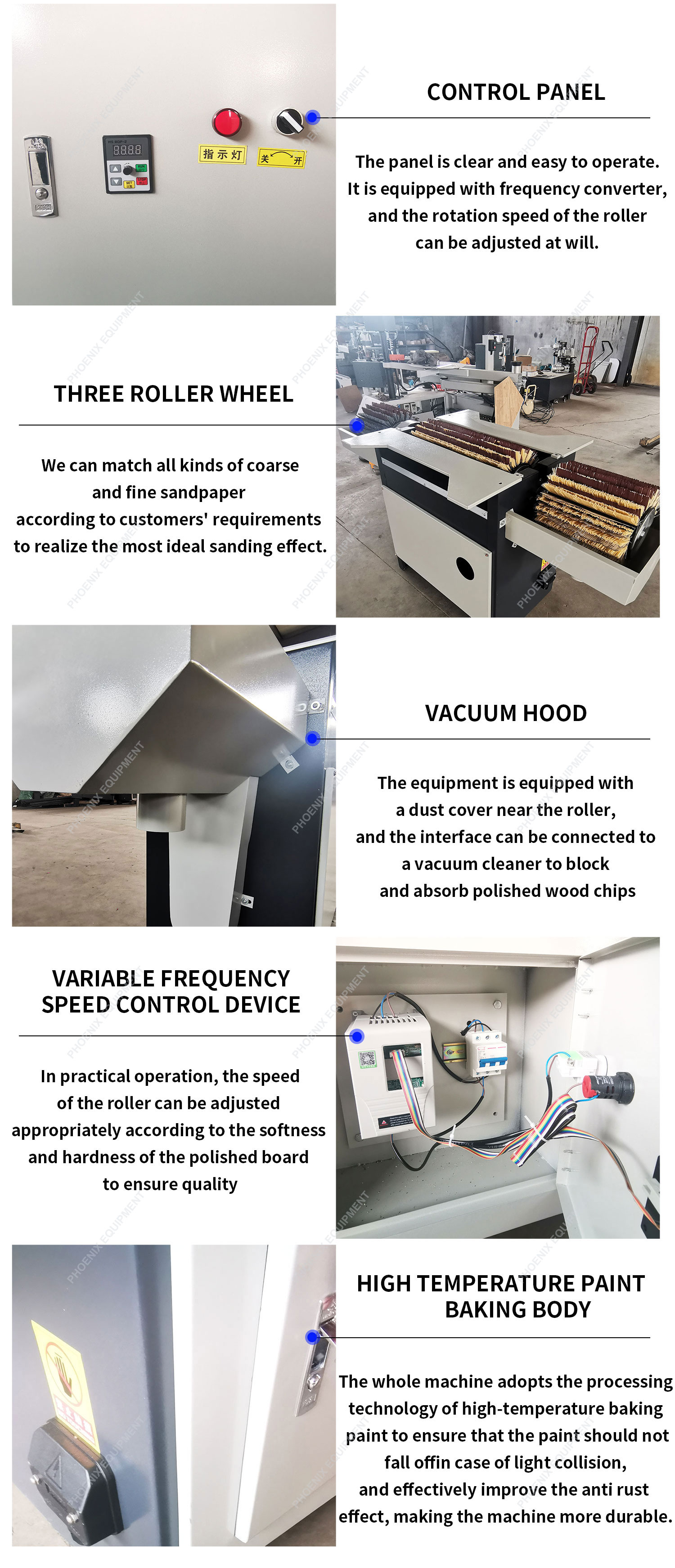 Sander Brush drum sander Woodworking machine Floor wood manual three-headed edging machine
