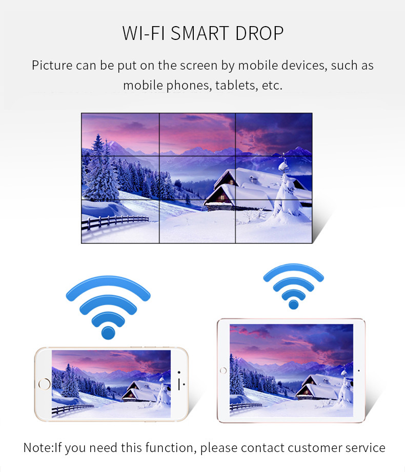 RJ45 WIFI 3G Metal Case Mounted Seamless 55 Inch Advertising Monitors Lcd