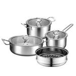 Caterers Set of Cooking Pots Non Stick Stainless Steel Cookware for Kitchen