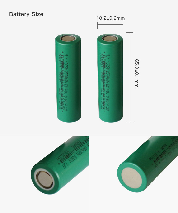 Outdoor Energy Storage High Discharge Rate 18650 Batteries Li Ion Pack 3.6V 2500mah