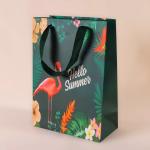 Sock Personalised Paper Shopping Bags Flamingo Printed Paper Carry Bags With
