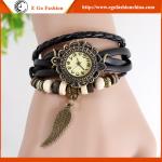 Vintage Watch Leather Watches Retro Watch Pendant Leaf Watches Female Watch