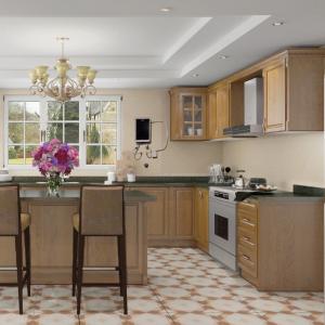 China Mint Green Unassembled Kitchen Cabinets Solid Wood Walnut Kitchen Customized wholesale