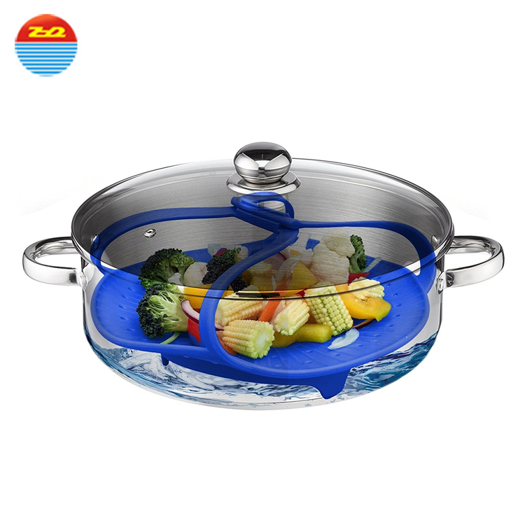 2019 Amazon Top sale Microwave Food Grade Colorful Multi-purpose Silicone Steamer Basket Vegetable Best Steam Cooker Target