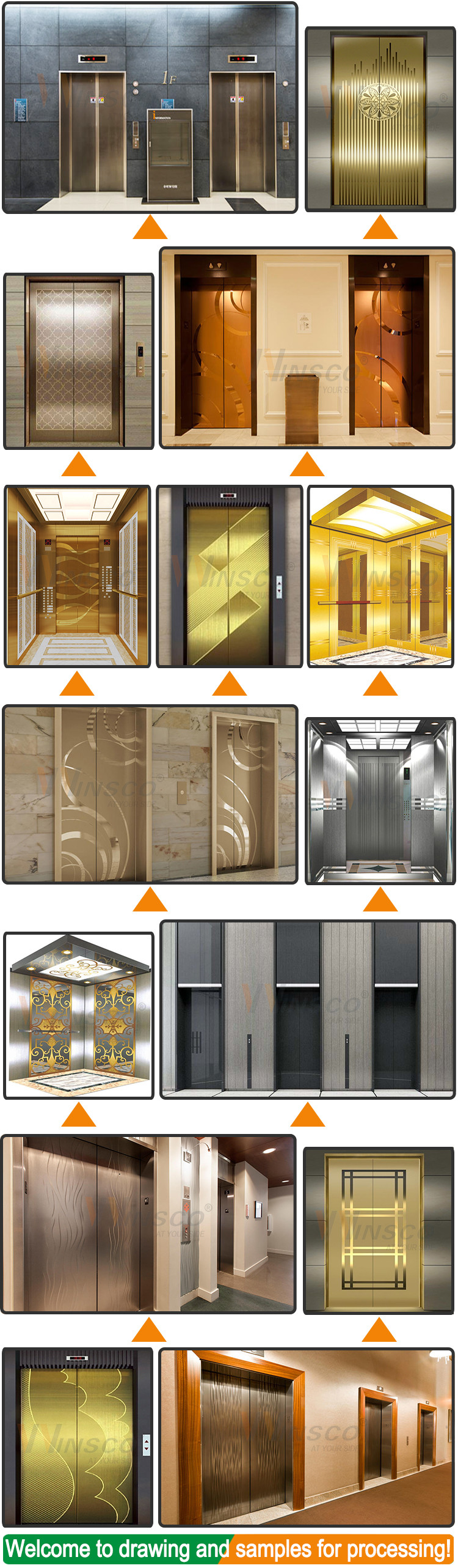 Custom Hairline Etched Pattern Elevator Stainless Steel Sheet PVD Color