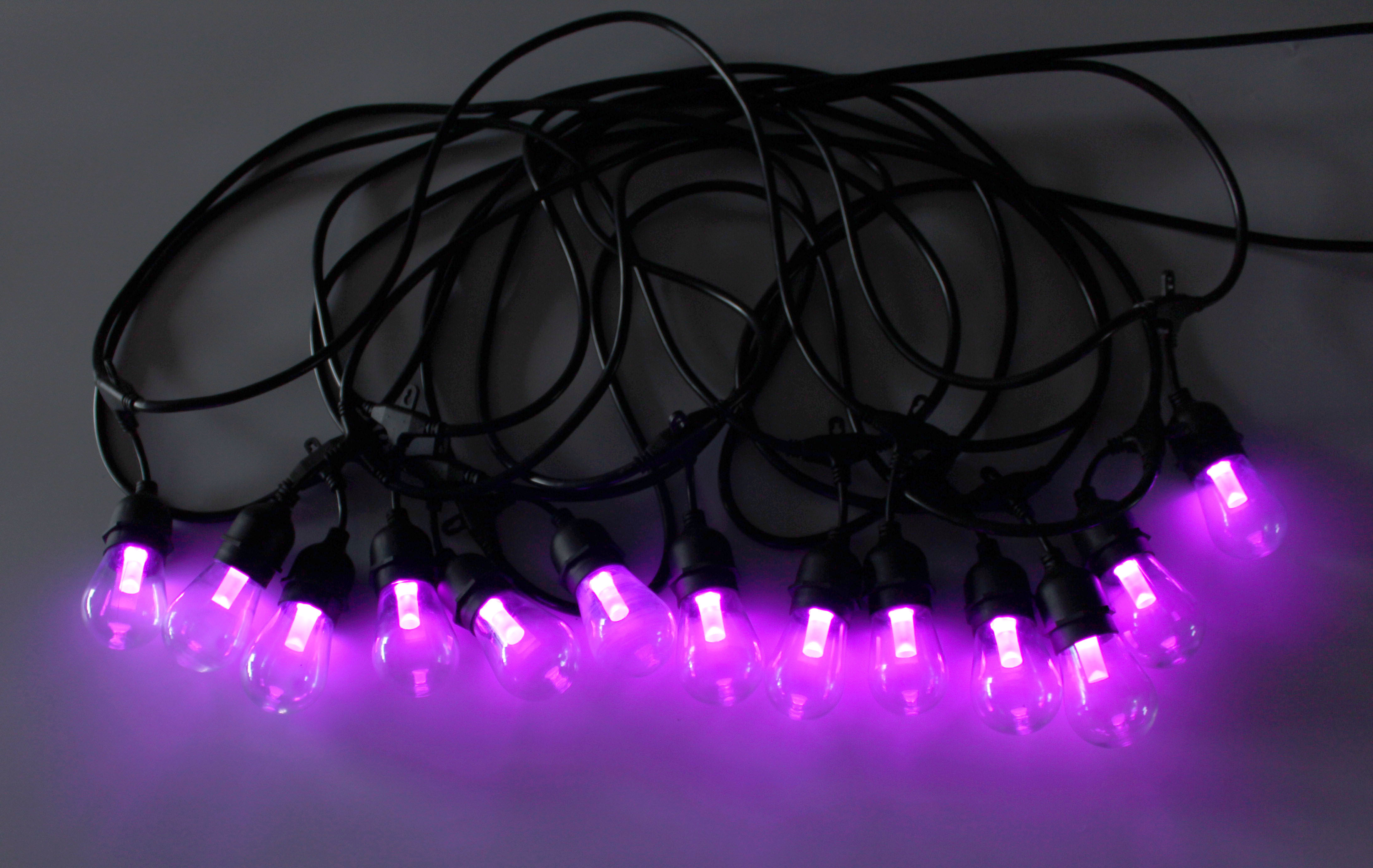 LED Cafe lights with Tuya APP Wifi smart RGBW String Lights 48ft 24sockets hanging lights for patio comme