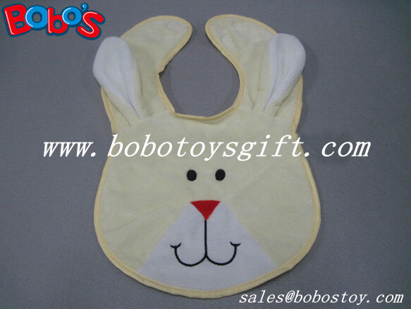 Quality 13"Wholesale Baby Items Plush Embroidery Beige Rabbit Baby Bibs for sale