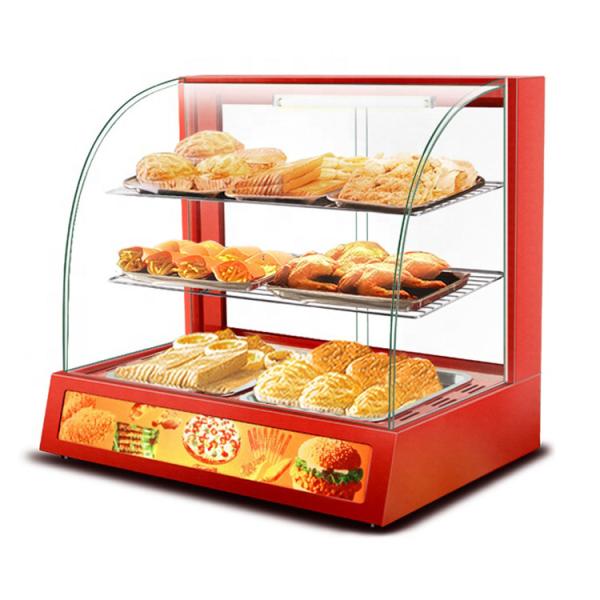 3 Layers Red Snack Food Warmer Showcase for Commercial Food Preservation