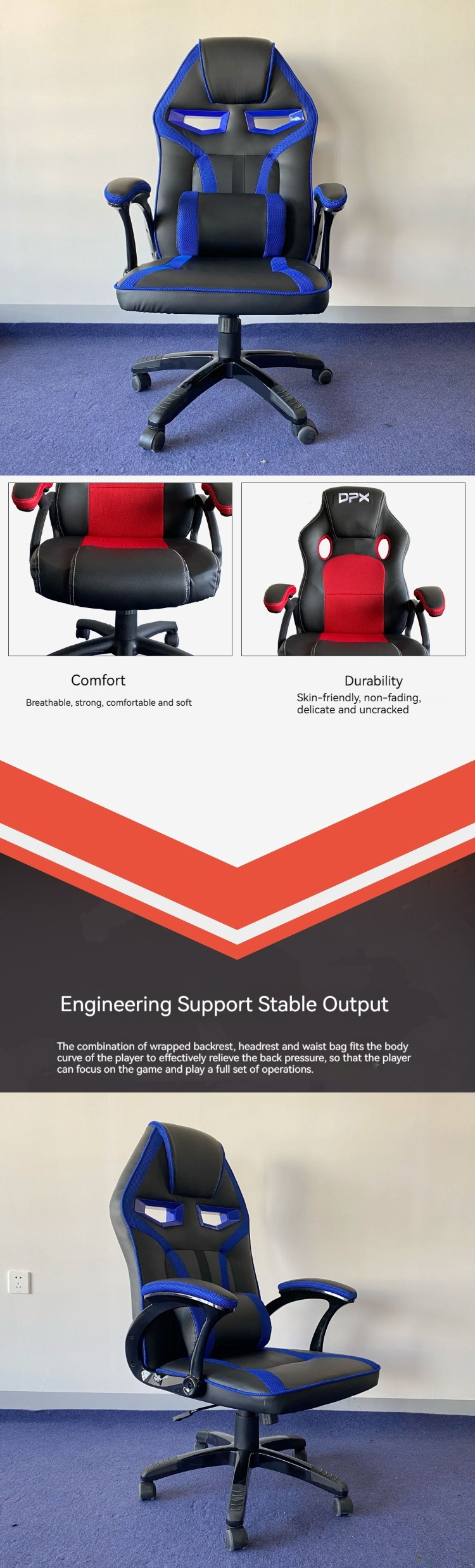 Gaslift BIFMA Passed Class 4 Chrome Gaslift Ergonomic Swivel Chair with Lumbar Support