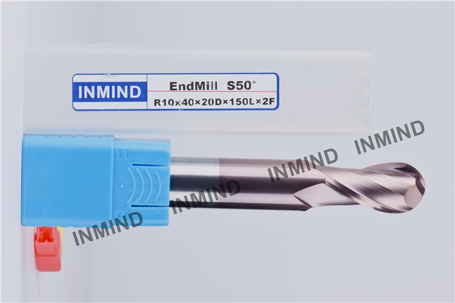 HRC50 Extra Long 2 Flut Ball Nose End Mill with AlTiN Coating Surface