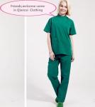 Stand Collar Scrubs Medical Uniforms , Short Sleeve Cotton Green Surgical Gown