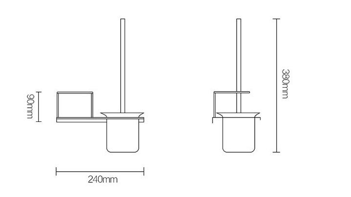 Wall-Mounted stainless steel holder and metal handle toilet brush bathroom rubber toilet brush with hotel