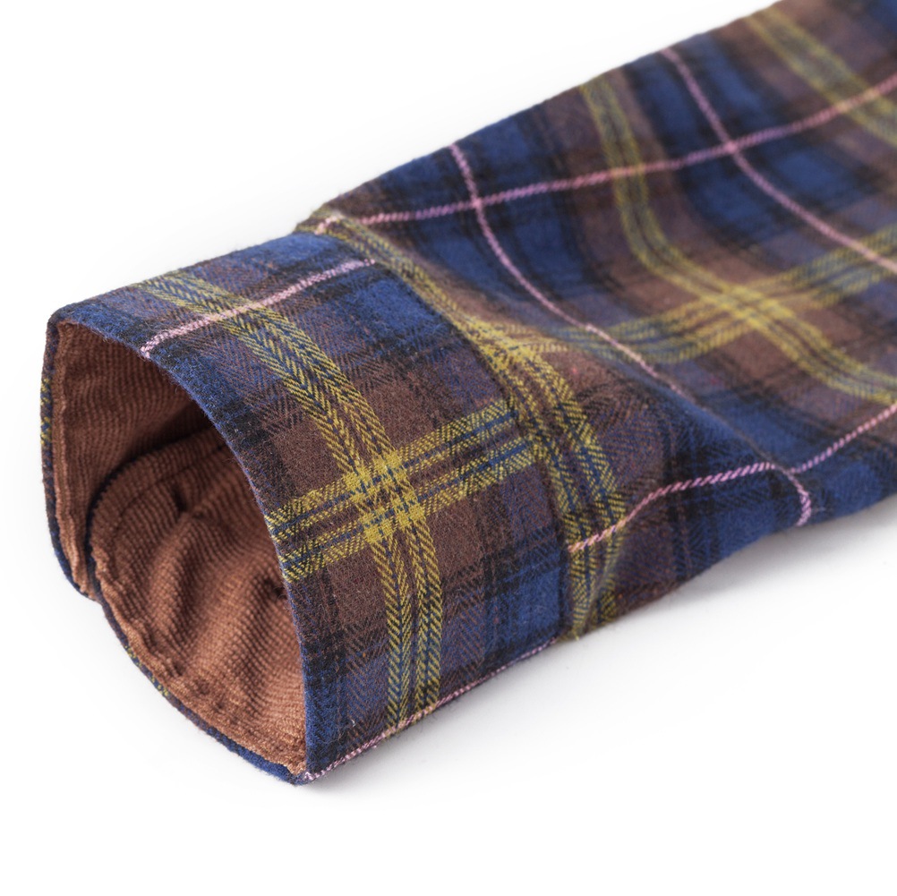 Man's Leisure Style Cotton Flannelette Plaid Jacket with Double Pocket and Long Sleeve