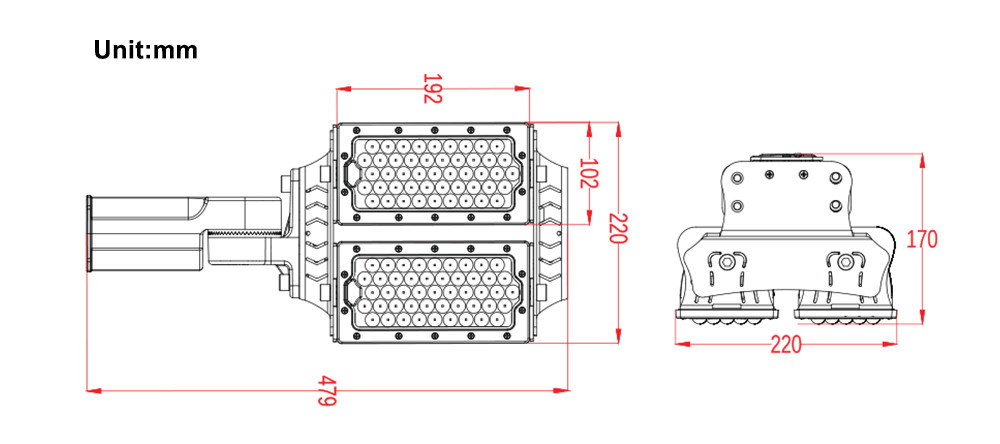 IP65 Road Led Street Light High Lumen Lumileds Source 160lm/w 200W 32000lm