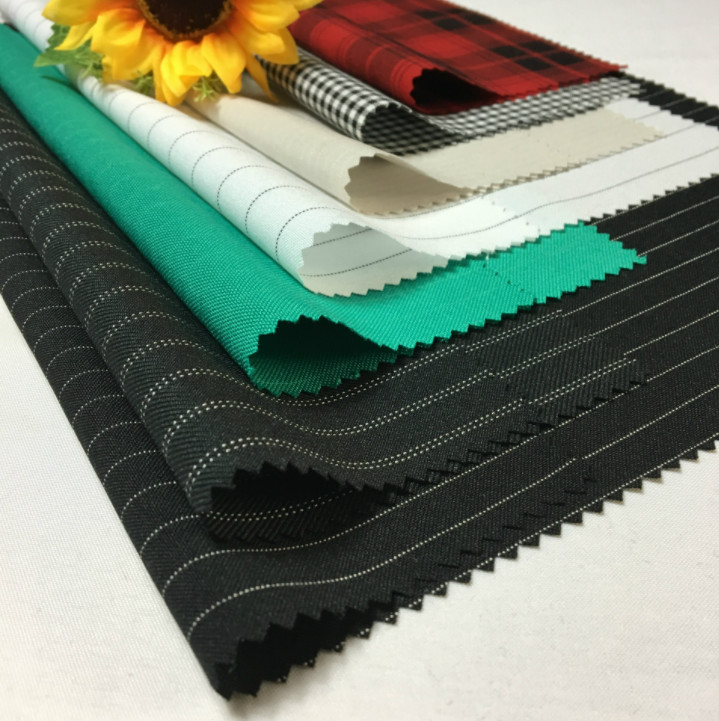 Blue ESD Anti Static Fabric Washable Non Staining For Electronic Industry