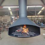 Modern Design Villa Hotel Suspended Wood Burning Fireplace Ceiling Mounted