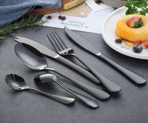 China Stainless Steel Cutlery with Black Color/Flatware Set/Tabletop/Le posate/Talheres wholesale