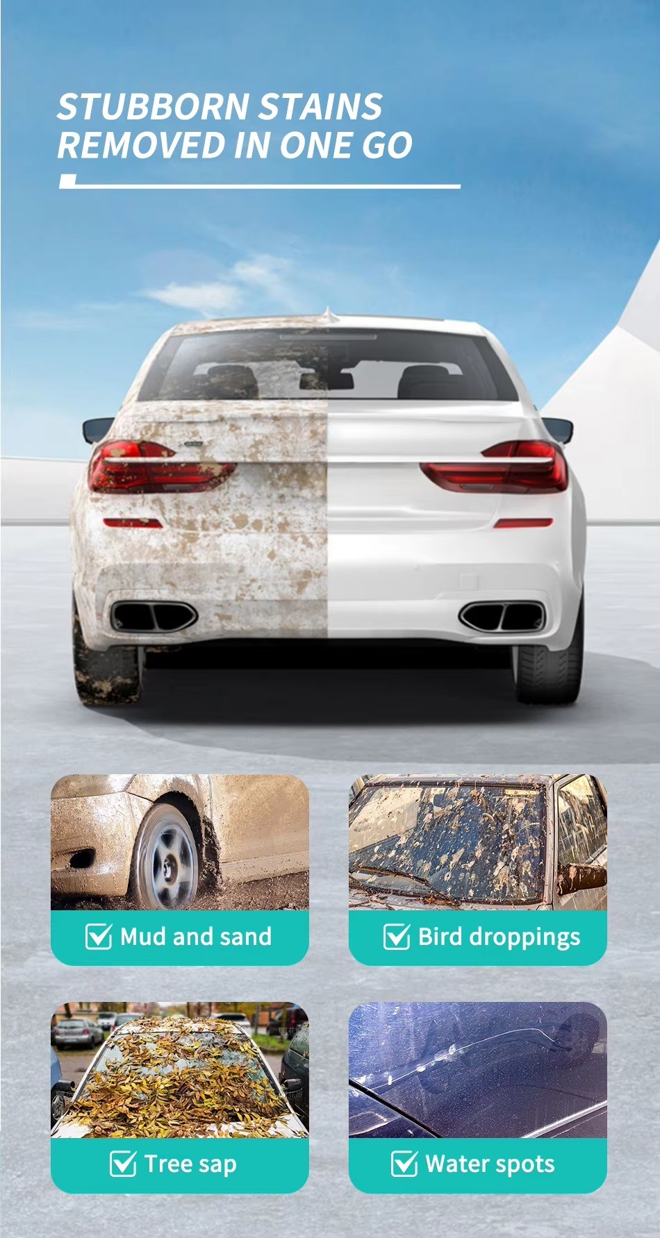 Eco Friendly Car Wash Strips Natural Biodegradable High Foam Easy Cleaning