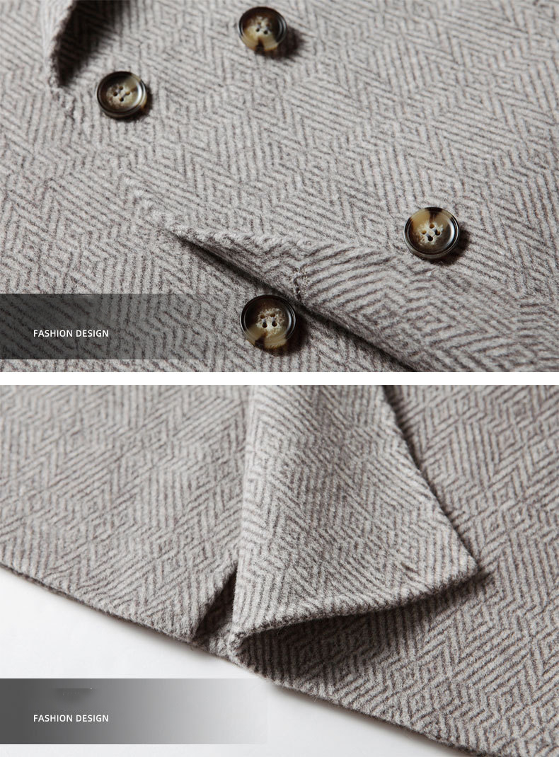 Men's Winter Wool Coat Leisure Long Sections Pure Color Overcoat with GARMENT DYED Design