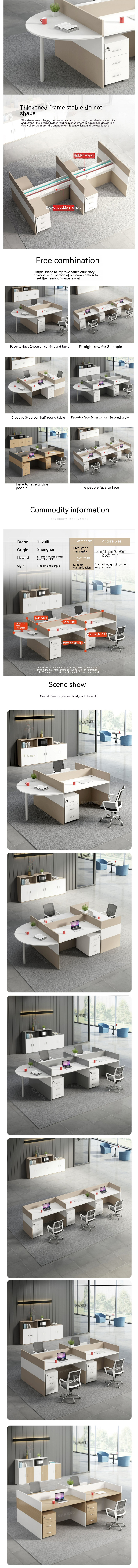 ISO Certified Office Furniture Supervisor Staff Desk and Chair Set for 4 Person Team