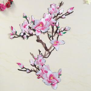 China Hot Fix Motif mangnolia Embroidery Lace Flower for Cheongsam wholesale
