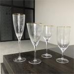 Gold Edge Clear Wine Champagne Water Glasses Party Personalised Wedding
