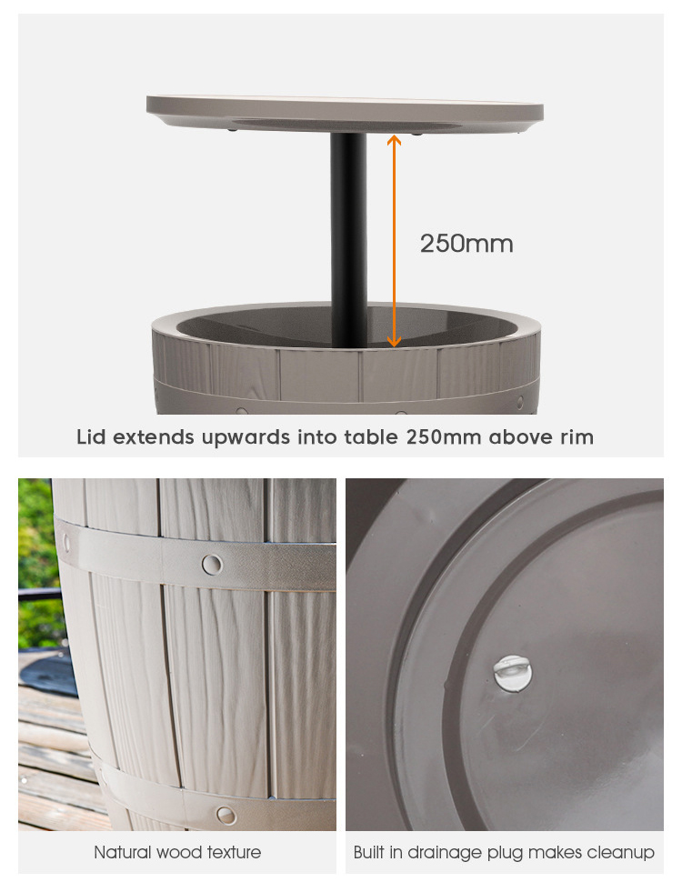 Foldable Outdoor Camping Picnic Beach Cafe Bistro Bar Chill Ice Cooler Lift Top Wine Beer Table with Storage