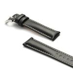RoHS Watch Band Strap Fashion Genuine 0.9 Inch Black Leather Watch Strap