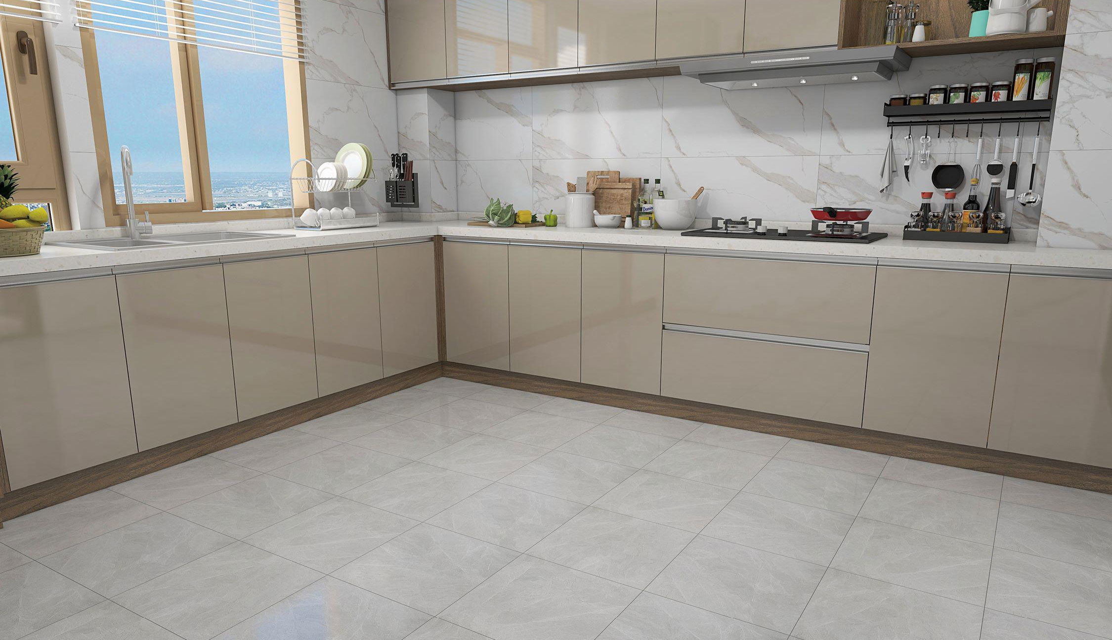 Wear-Resistance Ceramic Rustic Tiles Gray For Bedroom And 400x400mm Marble Look Floor Tiles For Living Room