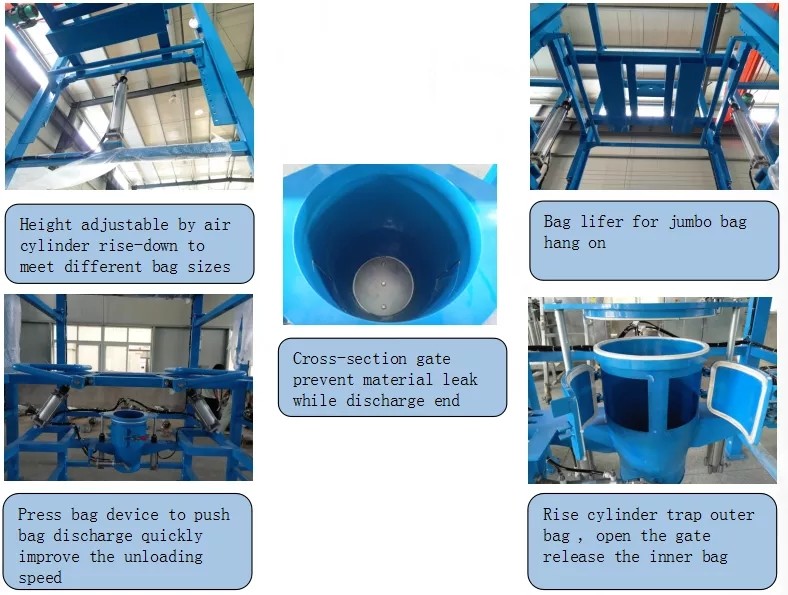 Carbon Steel Combined Big Bag Unloader Bag Dump Station For Powder