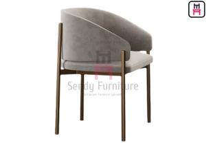 China Grey Velvet Shell Back Stainless Steel Dining Chair With Armrests wholesale