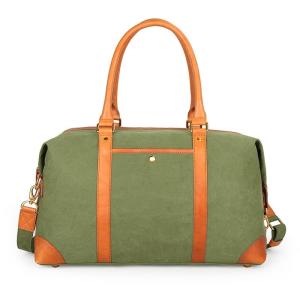 China Luggage Vegetable Tan Washable Men'S Leather Canvas Travel Duffle Bag wholesale