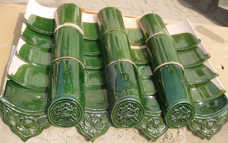 Dark Green Asian Style Roof Tiles Perfect for Antique Building Materials in Garden Buildings