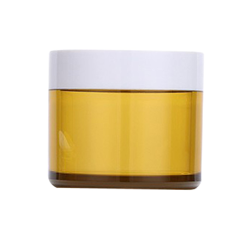 SGS 120g 150g Cosmetic Yellow Glass Jar Round Glass Canister With Lid