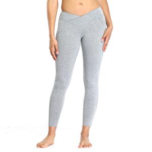 China Senda Spandex Polyester Light Grey High Waisted Yoga Pants XL Plus Size wholesale