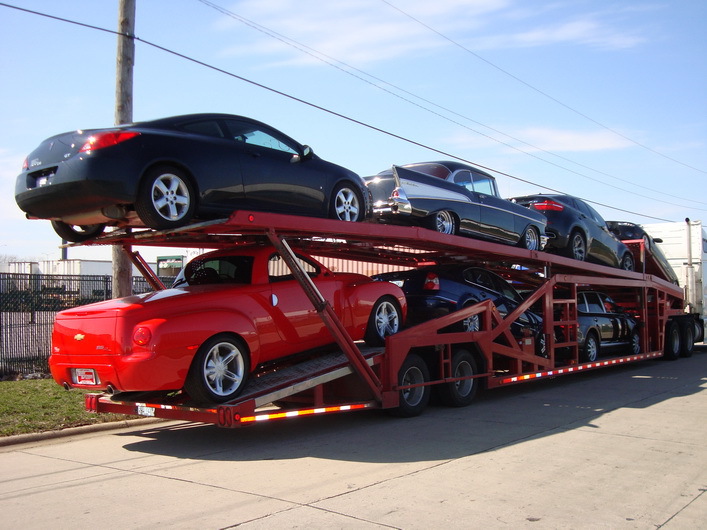 Steel Car Carrier Trailer , 2 / 3 Axle Vehicle Transport Semi Trailer