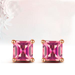 China Rose Gold Princess Ruby Stud Earrings Women Fine Jewelry (KE003PINK) wholesale