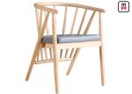 Upholstered Ash Chair Vertical Wood Restaurant Chairs Leather Seats Modern