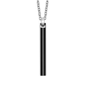 China Long Dagger Pencil Pendant Necklace for Men Black Stainless Steel Cross Necklace wholesale