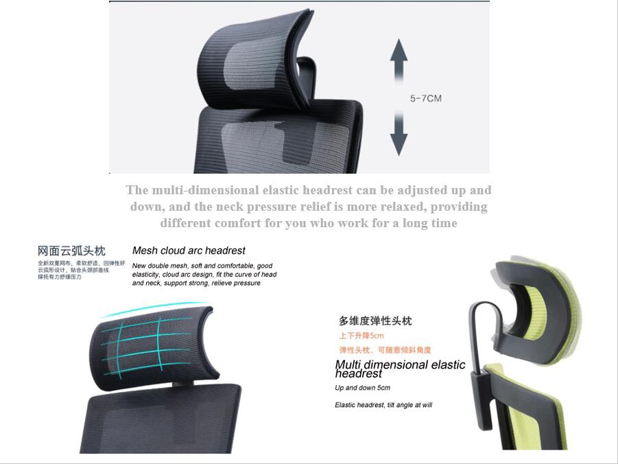 Modern Design Executive Mesh Chair with 3D Adjustable Swivel Headrest BIFMA Certified